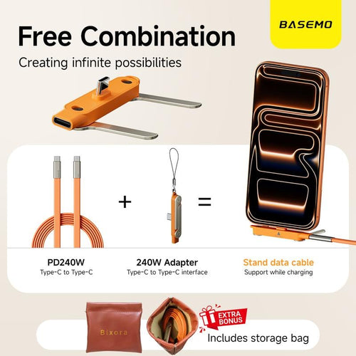 🔥240W 2-in-1 Detachable Invisible Stand Fast Charging Cable🔥