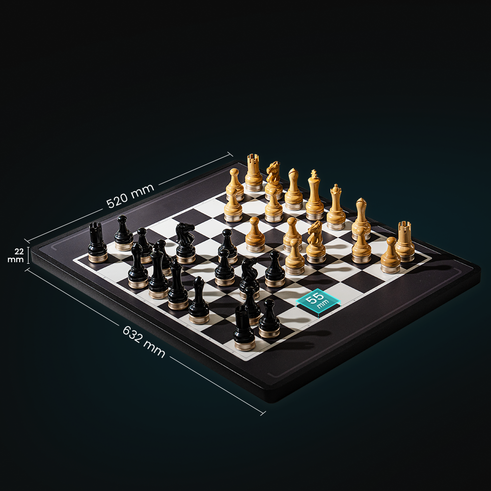 Advanced robotic chessboard with wooden chess pieces
